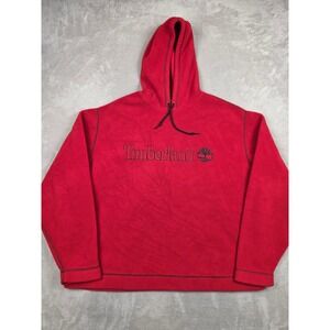 Timberland Hoodie Mens XL Red Fleece Weathergear Sweatshirt Logo Pullover